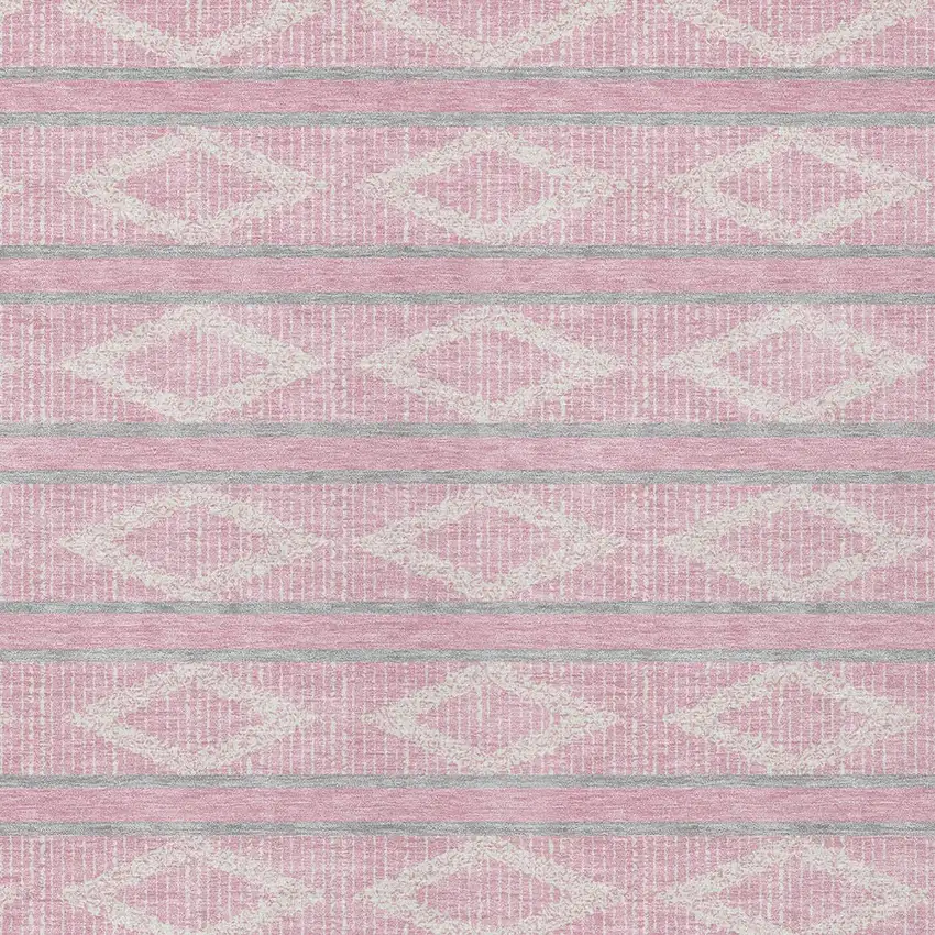 Pink Ivory And Gray Geometric Washable Indoor Outdoor Area Rug Photo 6