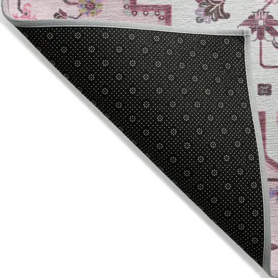 Pink Ivory And Gray Oriental Washable Indoor Outdoor Area Rug Photo 5