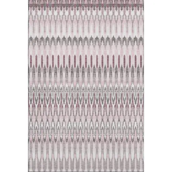Pink Ivory And Gray Southwestern Washable Area Rug With UV Protection Photo 1