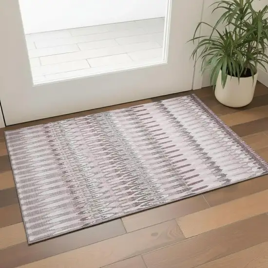 Pink Ivory And Gray Southwestern Washable Area Rug With UV Protection Photo 1