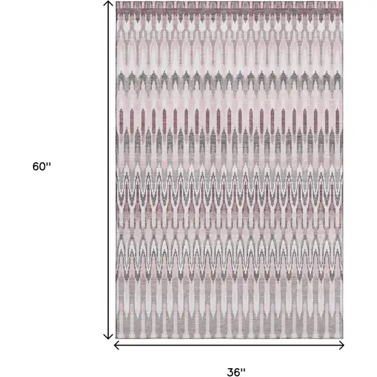 Pink Ivory And Gray Southwestern Washable Area Rug With UV Protection Photo 3