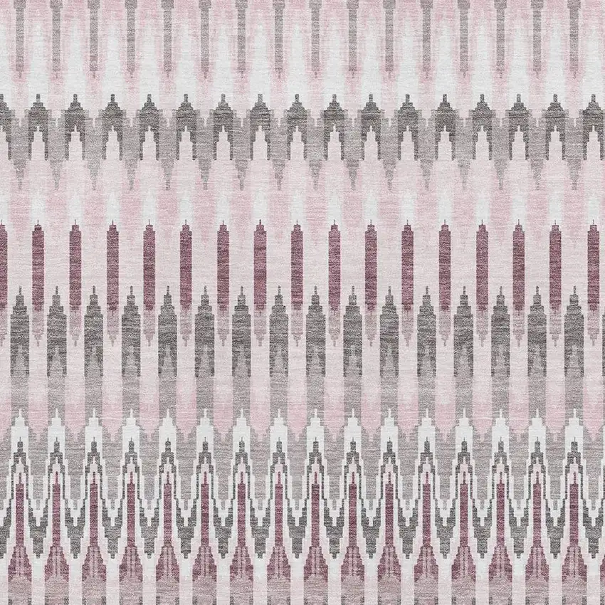 Pink Ivory And Gray Southwestern Washable Area Rug With UV Protection Photo 3