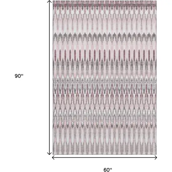 Pink Ivory And Gray Southwestern Washable Area Rug With UV Protection Photo 3