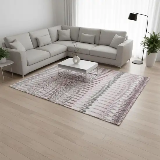 Pink Ivory And Gray Southwestern Washable Area Rug With UV Protection Photo 2