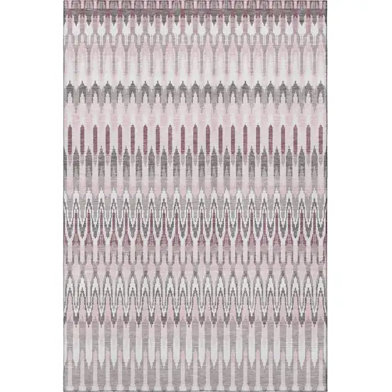 Pink Ivory And Gray Southwestern Washable Area Rug With UV Protection Photo 3