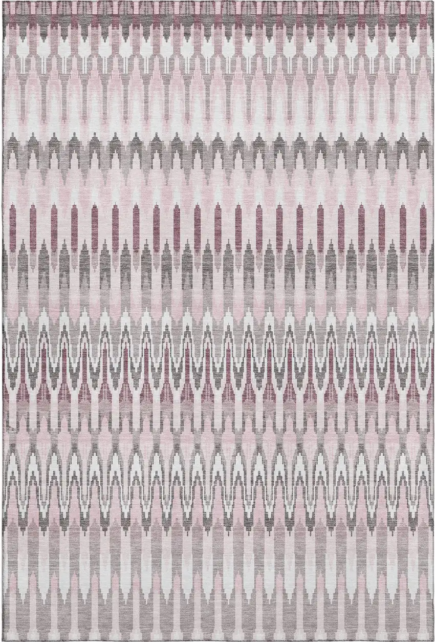Pink Ivory And Gray Southwestern Washable Area Rug With UV Protection Photo 1