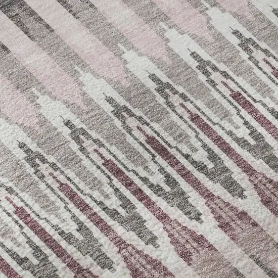 Pink Ivory And Gray Southwestern Washable Area Rug With UV Protection Photo 9