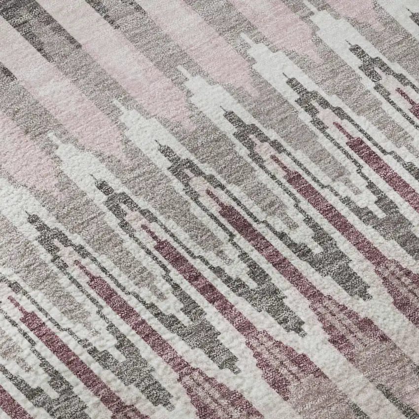 Pink Ivory And Gray Southwestern Washable Area Rug With UV Protection Photo 9