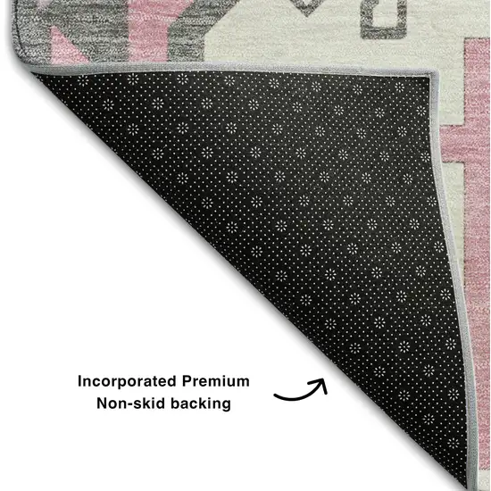 Pink Ivory And Gray Southwestern Washable Area Rug With UV Protection Photo 6