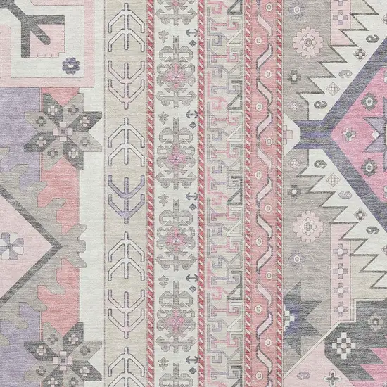 Pink Ivory And Gray Southwestern Washable Area Rug With UV Protection Photo 2