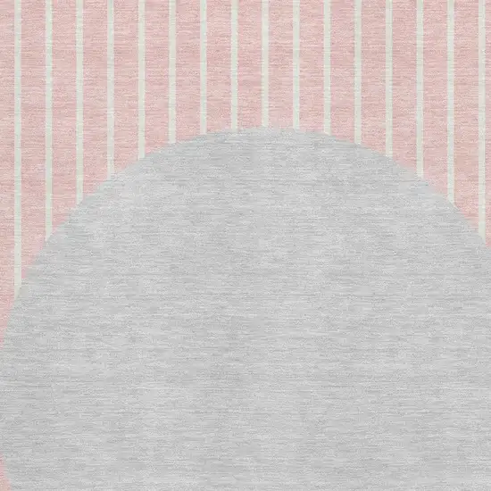 Pink Ivory And Gray Striped Washable Area Rug With UV Protection Photo 2