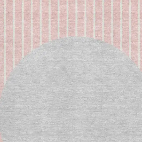 Pink Ivory And Gray Striped Washable Area Rug With UV Protection Photo 2