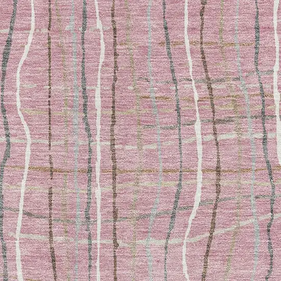 Pink Ivory And Gray Striped Washable Area Rug With UV Protection Photo 3