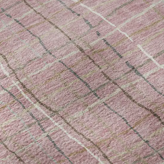 Pink Ivory And Gray Striped Washable Area Rug With UV Protection Photo 7