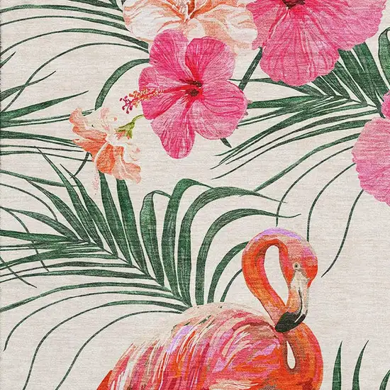 Pink Ivory And Green Geometric Washable Area Rug With UV Protection Photo 5