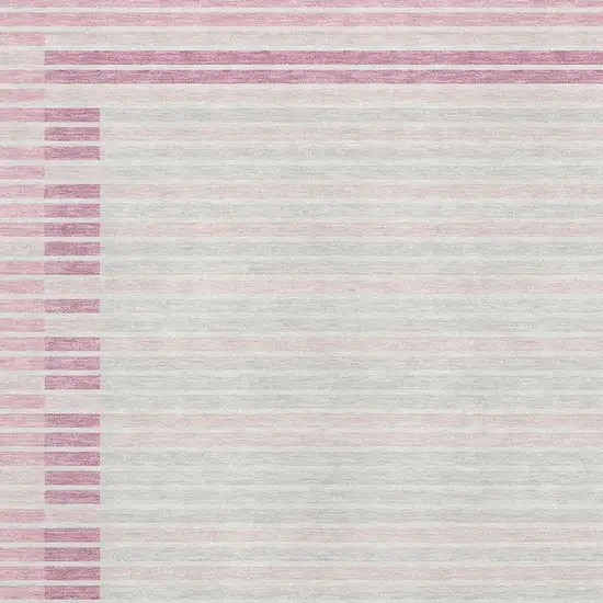 Pink Ivory And Mauve Striped Washable Area Rug With UV Protection Photo 2