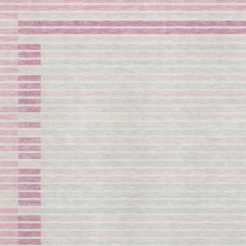 Pink Ivory And Mauve Striped Washable Area Rug With UV Protection Photo 2