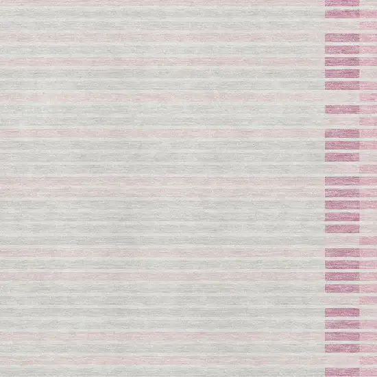 Pink Ivory And Mauve Striped Washable Area Rug With UV Protection Photo 2