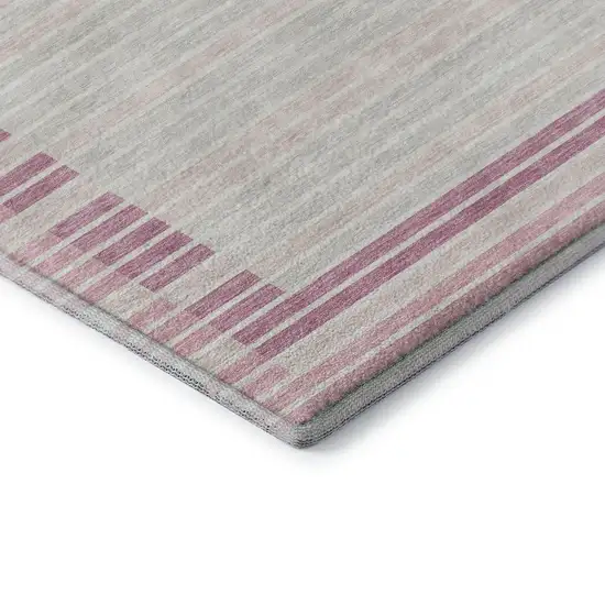 Pink Ivory And Mauve Striped Washable Area Rug With UV Protection Photo 7