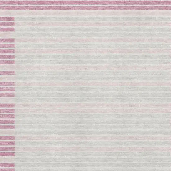 Pink Ivory And Mauve Striped Washable Area Rug With UV Protection Photo 2