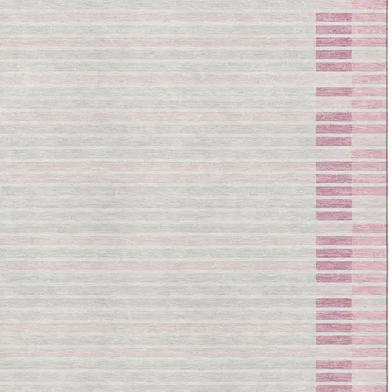 Pink Ivory And Mauve Striped Washable Area Rug With UV Protection Photo 2