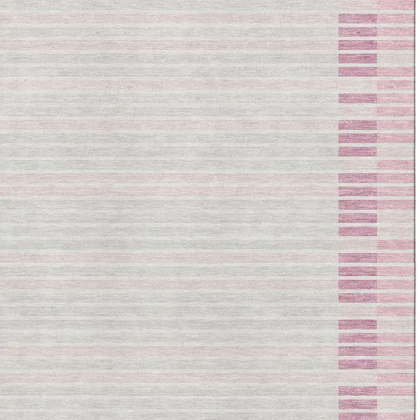 Pink Ivory And Mauve Striped Washable Area Rug With UV Protection Photo 2