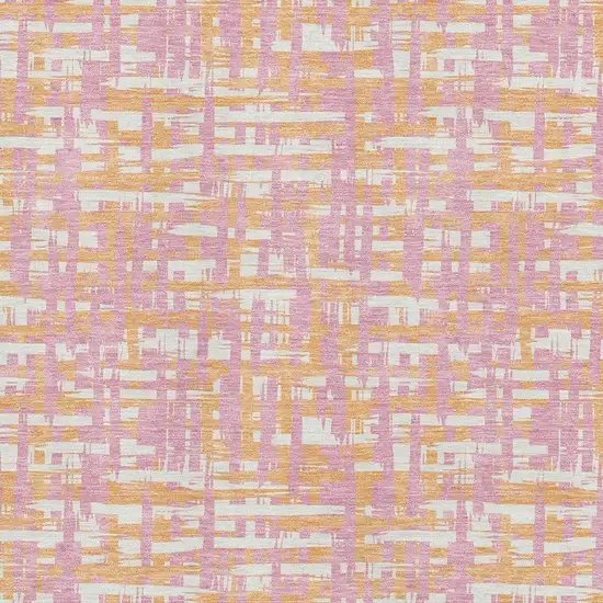 Pink Ivory And Orange Abstract Geometric Washable Area Rug With UV Protection Photo 2