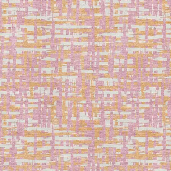 Pink Ivory And Orange Abstract Geometric Washable Area Rug With UV Protection Photo 2