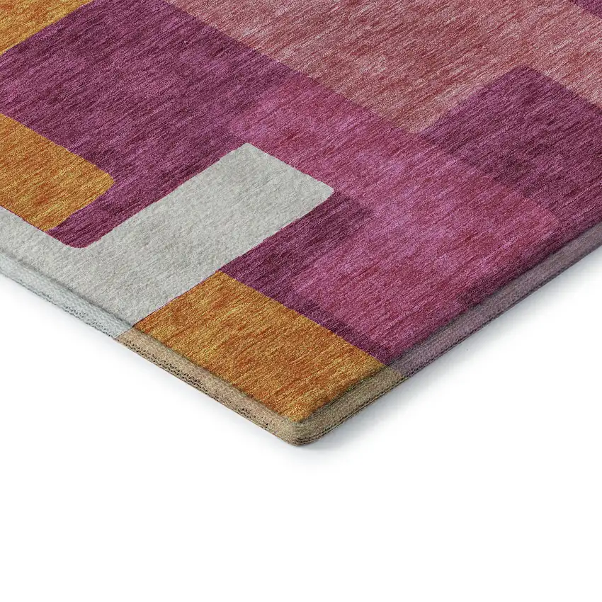 Pink Ivory And Orange Geometric Washable Area Rug With UV Protection Photo 7