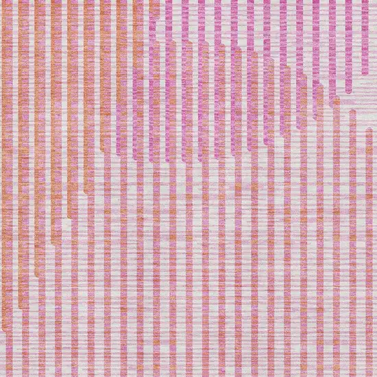 Pink Ivory And Orange Geometric Washable Area Rug With UV Protection Photo 2