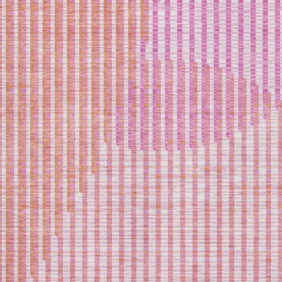 Pink Ivory And Orange Geometric Washable Area Rug With UV Protection Photo 2