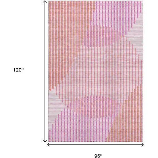 Pink Ivory And Orange Geometric Washable Area Rug With UV Protection Photo 7