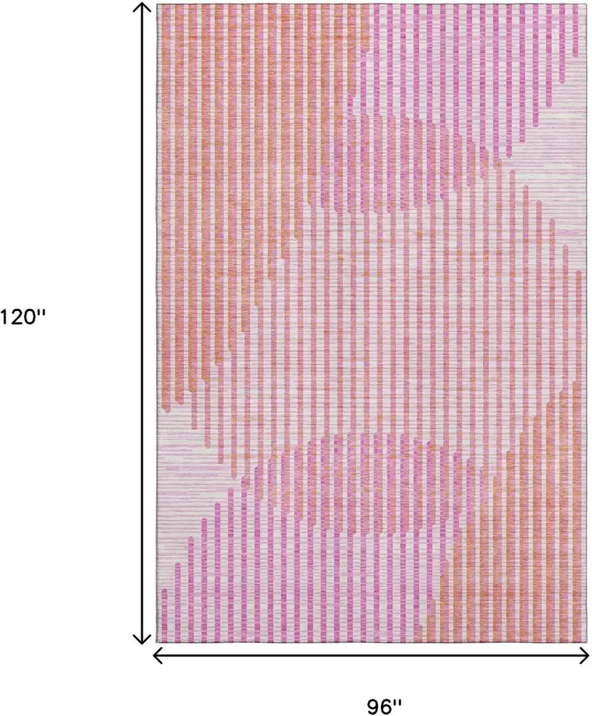 Pink Ivory And Orange Geometric Washable Area Rug With UV Protection Photo 7