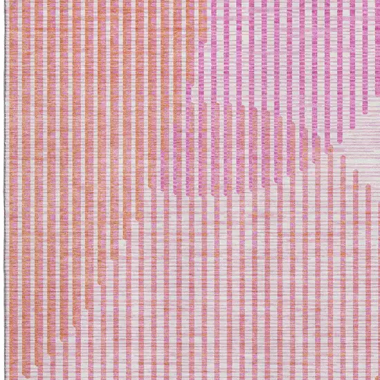 Pink Ivory And Orange Geometric Washable Area Rug With UV Protection Photo 2