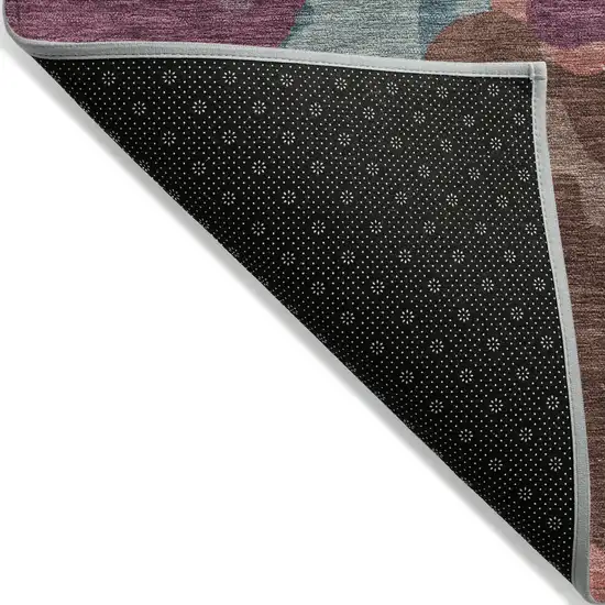 Pink Ivory And Purple Abstract Washable Indoor Outdoor Area Rug Photo 8