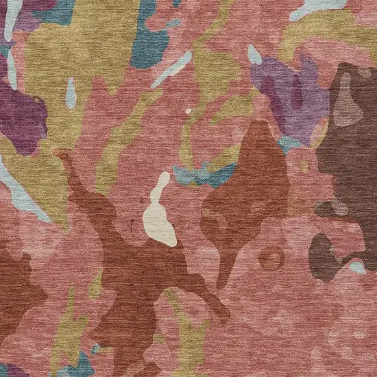 Pink Ivory And Purple Abstract Washable Indoor Outdoor Area Rug Photo 6
