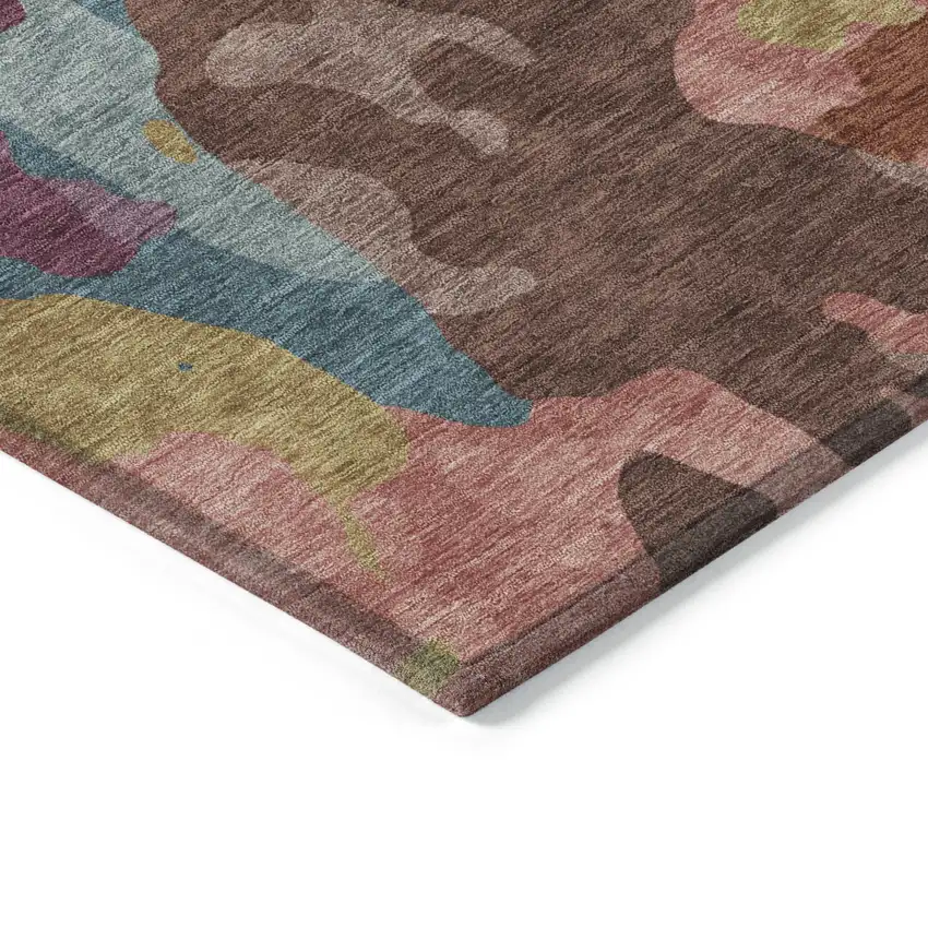 Pink Ivory And Purple Abstract Washable Indoor Outdoor Area Rug Photo 5