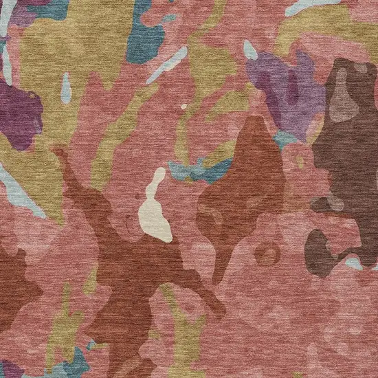 Pink Ivory And Purple Abstract Washable Indoor Outdoor Area Rug Photo 7