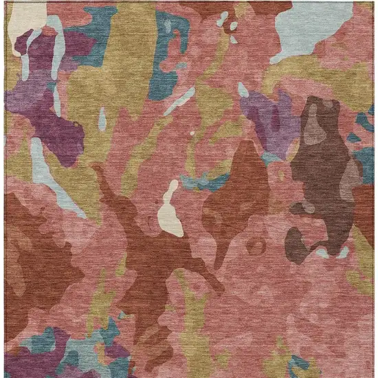 Pink Ivory And Purple Abstract Washable Indoor Outdoor Area Rug Photo 3