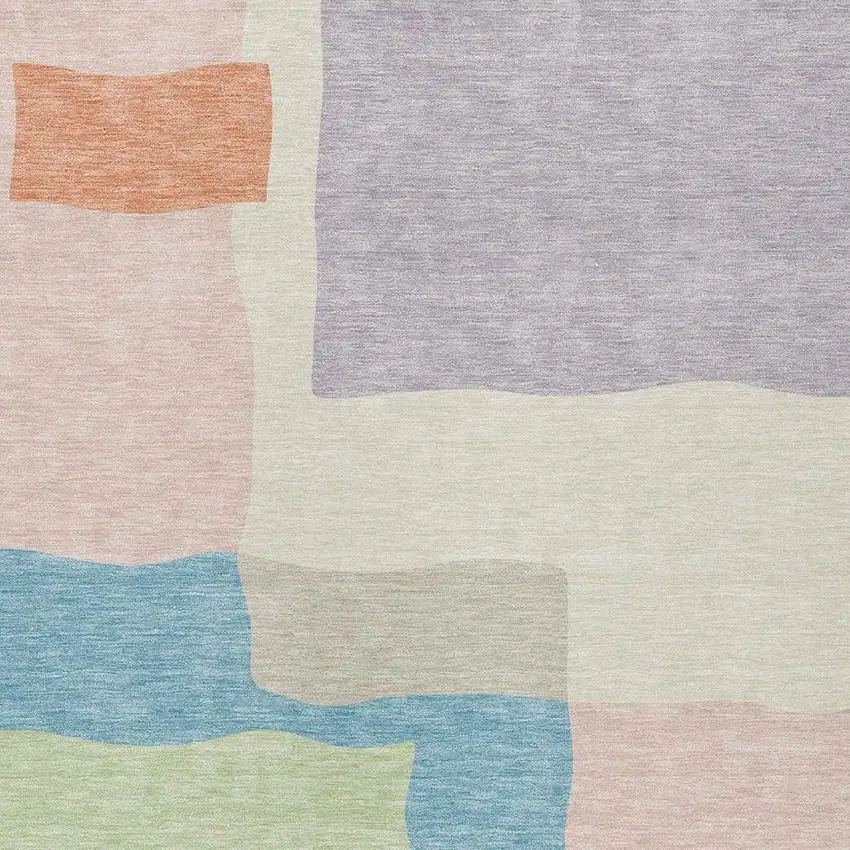 Pink Lavender And Coral Abstract Washable Indoor Outdoor Area Rug Photo 2