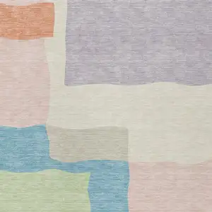 Photo of Pink Lavender And Coral Abstract Washable Indoor Outdoor Area Rug