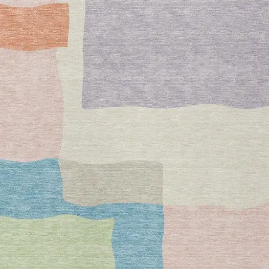 Pink Lavender And Coral Abstract Washable Indoor Outdoor Area Rug Photo 2