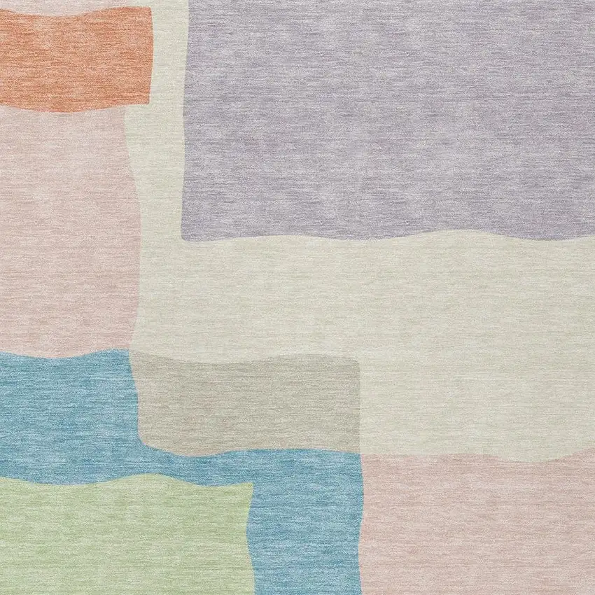 Pink Lavender And Coral Abstract Washable Indoor Outdoor Area Rug Photo 2