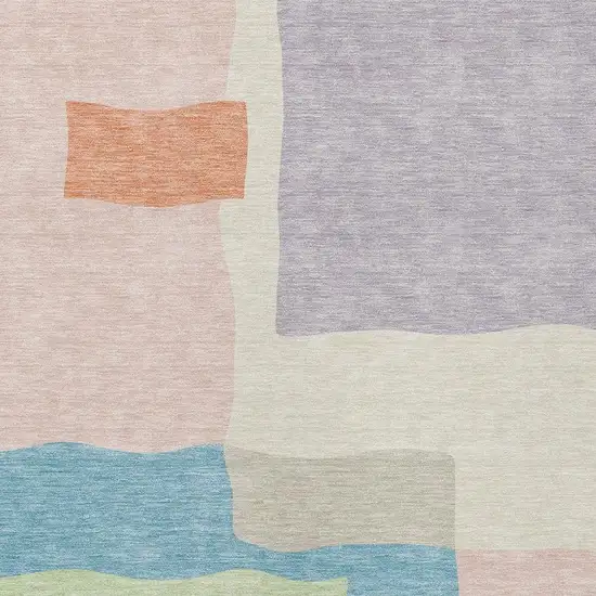 Pink Lavender And Coral Abstract Washable Indoor Outdoor Area Rug Photo 2