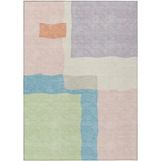Pink Lavender And Coral Abstract Washable Indoor Outdoor Area Rug Photo 1