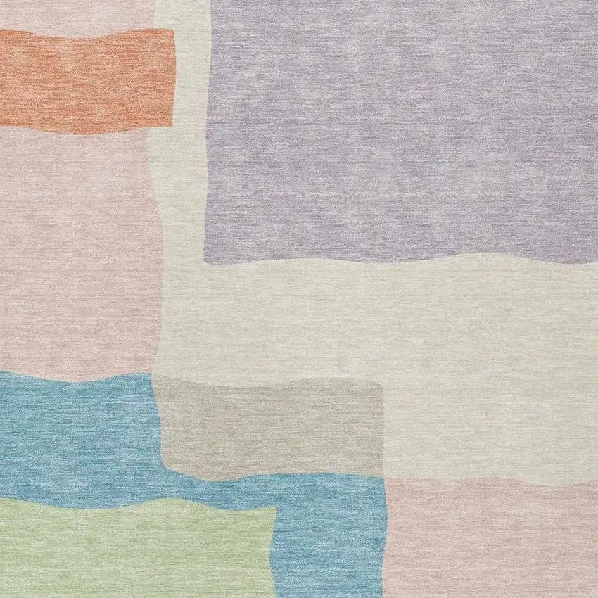 Pink Lavender And Coral Abstract Washable Indoor Outdoor Area Rug Photo 2