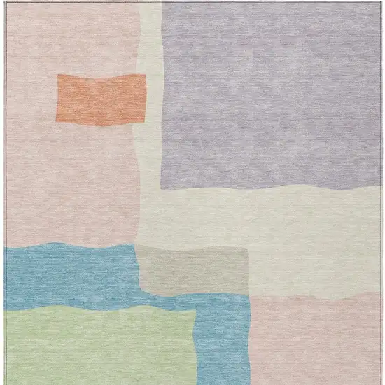 Pink Lavender And Coral Abstract Washable Indoor Outdoor Area Rug Photo 3