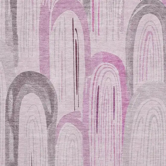 Pink Lavender And Ivory Geometric Washable Area Rug With UV Protection Photo 2