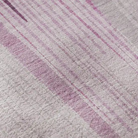 Pink Lavender And Ivory Geometric Washable Area Rug With UV Protection Photo 9