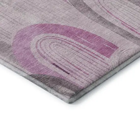 Pink Lavender And Ivory Geometric Washable Area Rug With UV Protection Photo 7